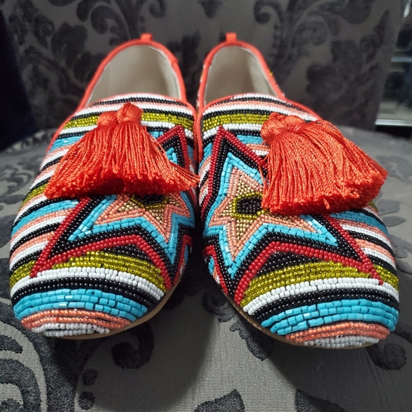 BODEN Evelina Star and Strips Beaded tassel Shoes - Picture 2 of 8